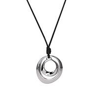 Simple High Polished Double Round Circles Pendant Necklace