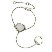 Silver Plated Chain Bracelet with Finger Rings