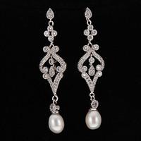 Silver Platinum Plating Pearl Earrings