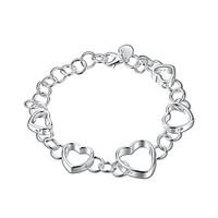 Silver Plated Sweet Heart to heart Chain Link Bracelets Christmas Gifts Jewellery for Women Accessiories