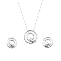 Silver 0.12ct Diamond Pendant And Earrings Gift Set