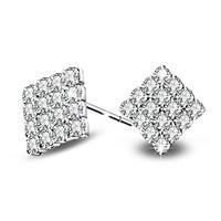 Silver Plated Earring Stud Rectangle Earrings Wedding / Party / Daily / Casual 2pcs