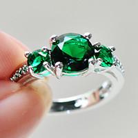 size 678910 high quality women green sapphire rings 10kt white gold fi ...