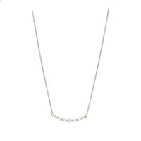 Silver Cubic Zirconia Curved Bar Necklace