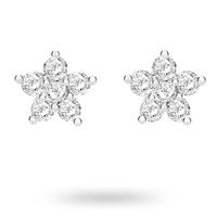 Silver Cubic Zirconia Small Flower Stud Earrings