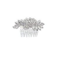 Silver Floral And Pearl Hair Comb