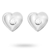 Silver Cubic Zirconia Heart Mini Stud Earrings
