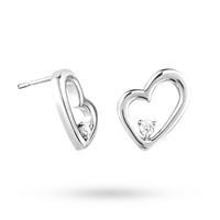 silver diamond heart earrings