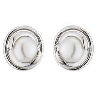 Silver freshwater cultured pearl stud earrings