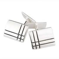 Silver rectangular cufflinks