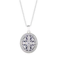 Silver cubic zirconia vintage-style locket