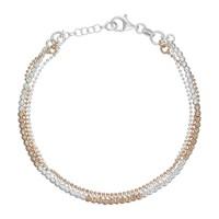Silver and rose gold-plated beaded strand bracelet
