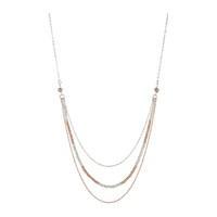 silver and rose gold plated beaded strand necklace