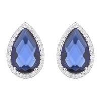 Silver blue and white cubic zirconia stud earrings