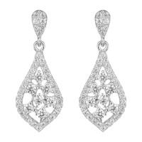 Silver cubic zirconia vintage-style drop earrings