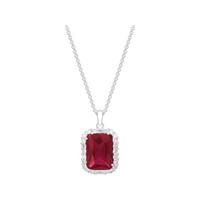 Silver red and white cubic zirconia cluster pendant