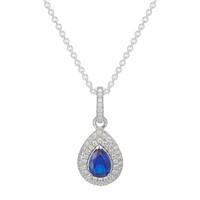 Silver blue and white cubic zirconia pear-shaped pendant
