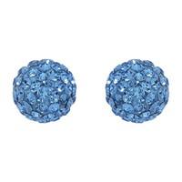 Silver 8mm blue crystal ball stud earrings