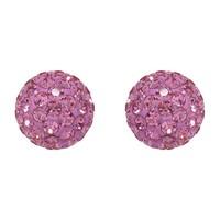 Silver 8mm pink crystal ball stud earrings
