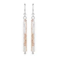 Silver and rose gold-plated beaded strand drop earrings