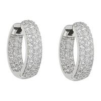 Silver pavé cubic zirconia hoop earrings