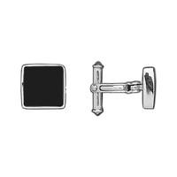 Silver and Whitby Jet Square Cufflinks