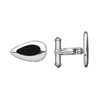 Silver and Whitby Jet Freeform Pear Cufflinks