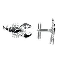 silver and whitby jet lobster cufflinks