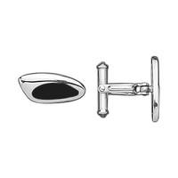 Silver and Whitby Jet Freeform Cufflinks