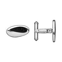 Silver and Whitby Jet Freeform Oval Cufflinks