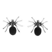 Silver and Whitby Jet Spider Stud Earrings