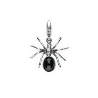 Silver and Whitby Jet Spider Clip Charm