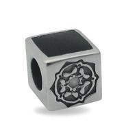 Silver and Whitby Jet Two Stone Rose Cube Charm
