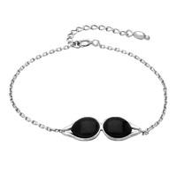 Silver and Whitby Jet Double Pear Bracelet