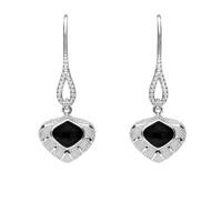 Silver And Whitby Jet Oxidised Tear Drop Earrings