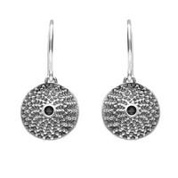 silver and whitby jet tour de yorkshire gear cogs hook earrings