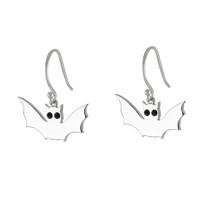 Silver Whitby Jet Bat Wild Life Trust Collection Drop Earrings