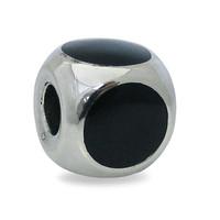 Silver and Whitby Jet Four Stone Round Dice Charm