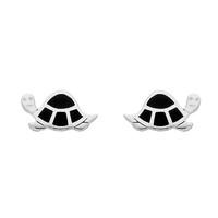 Silver and Whitby Jet Tortoise Stud Earrings