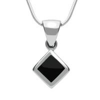 Silver And Whitby Jet Dinky Square Necklace