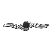 Silver and Whitby Jet Scroll Bar Brooch