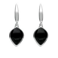 Silver And Whitby Jet And Silver Tear Drop Earrings