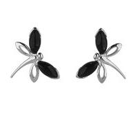 silver and whitby jet butterfly stud earrings