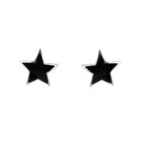 Silver and Whitby Jet Star Shaped Stud Earrings