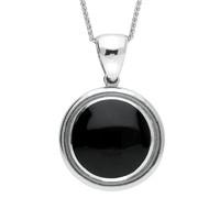 Silver And Whitby Jet Framed Round Necklace