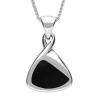 Silver And Whitby Jet Freeform Triangle Necklace