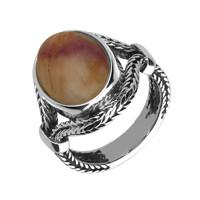 Silver And Blue John Oval Split Shank Foxtail Ring