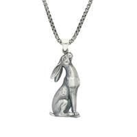 Silver Necklace Sitting Hares Large Sterling Silver