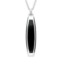Silver And Whitby Jet Curved Oblong Necklace