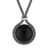 Silver And Whitby Jet Foxtail Round Necklace